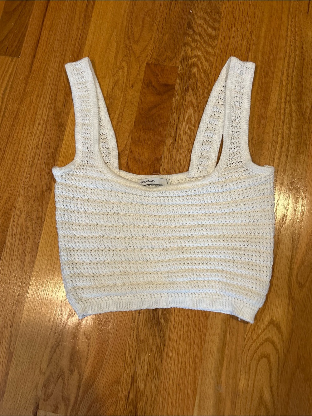 Crochet Knit White Crop Tank Top From Italy